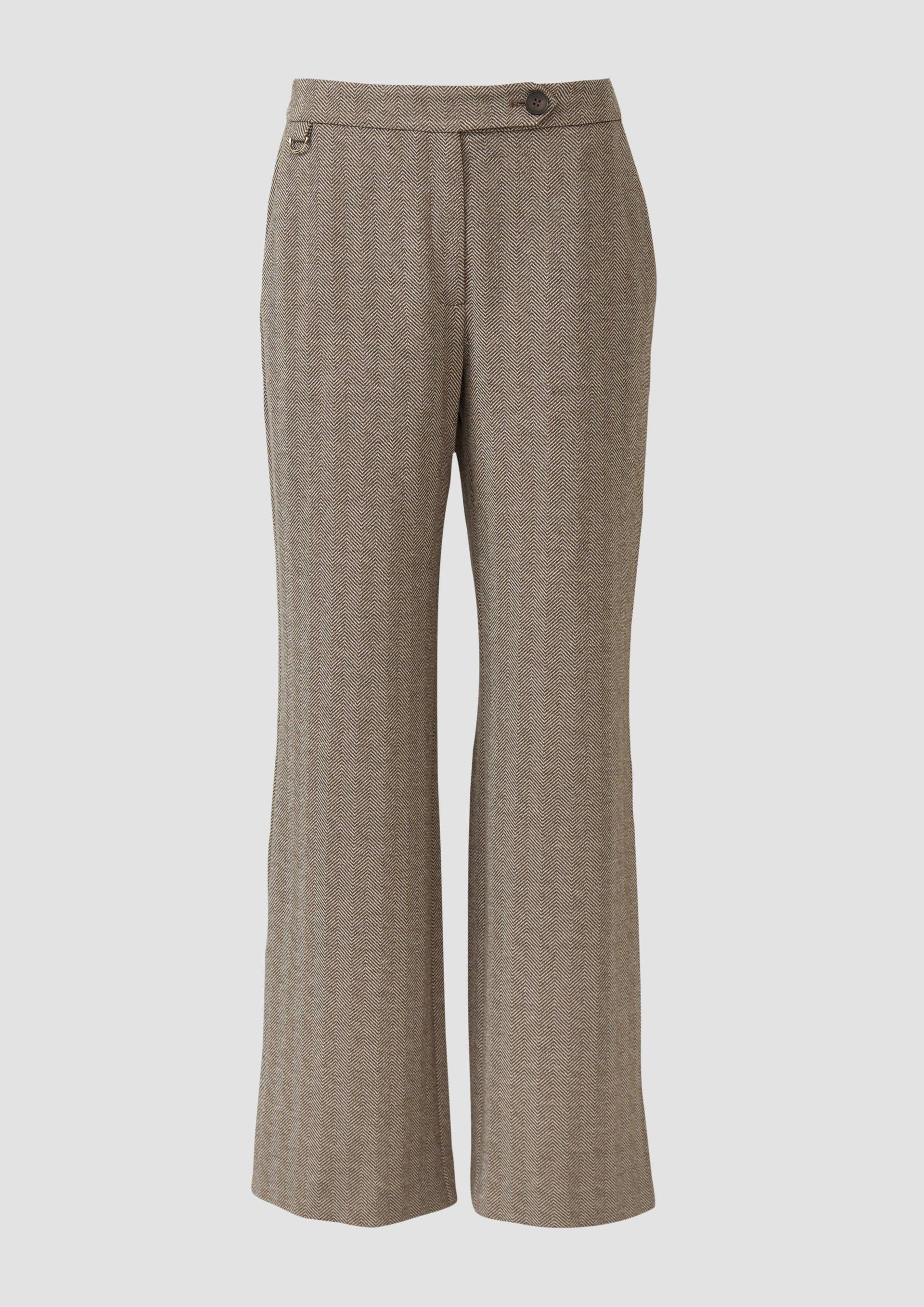 s.Oliver - Stoffhose aus Interlock-Jersey mit Extra High Rise, Damen, Beige von s.Oliver