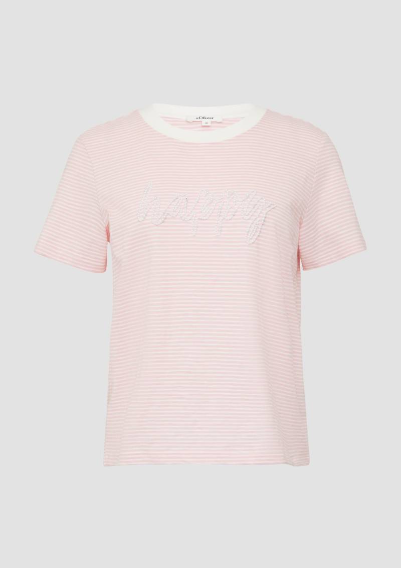 s.Oliver - Streifenshirt mit Schmuckperlen, Damen, pink|weiß s.Oliver - Streifenshirt mit Schmuckperlen, Damen, pink|weiß von s.Oliver