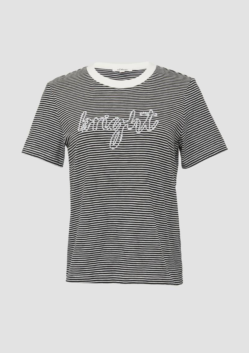 s.Oliver - Streifenshirt mit Schmuckperlen, Damen, schwarz|weiß von s.Oliver