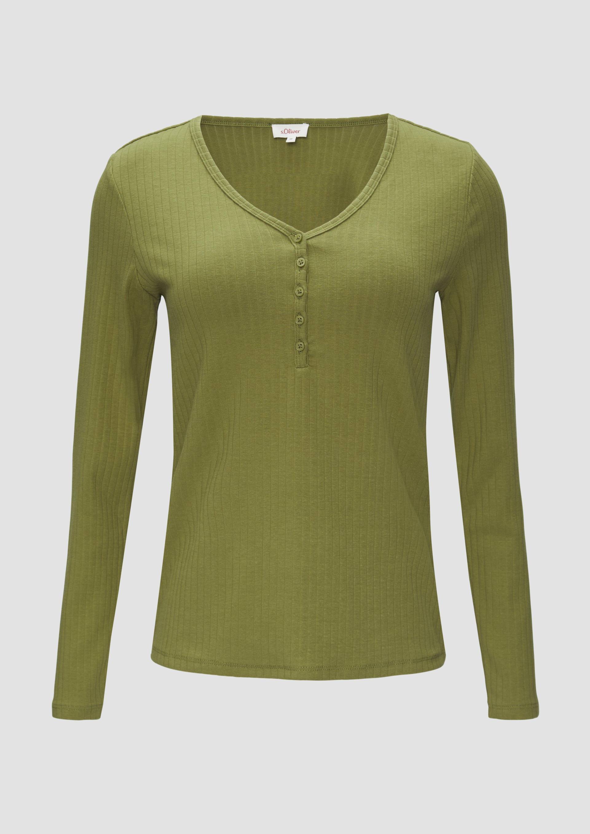 s.Oliver - Stretchiges Longsleeve mit Henleyausschnitt, Damen, Grün s.Oliver - Stretchiges Longsleeve mit Henleyausschnitt, Damen, Grün von s.Oliver