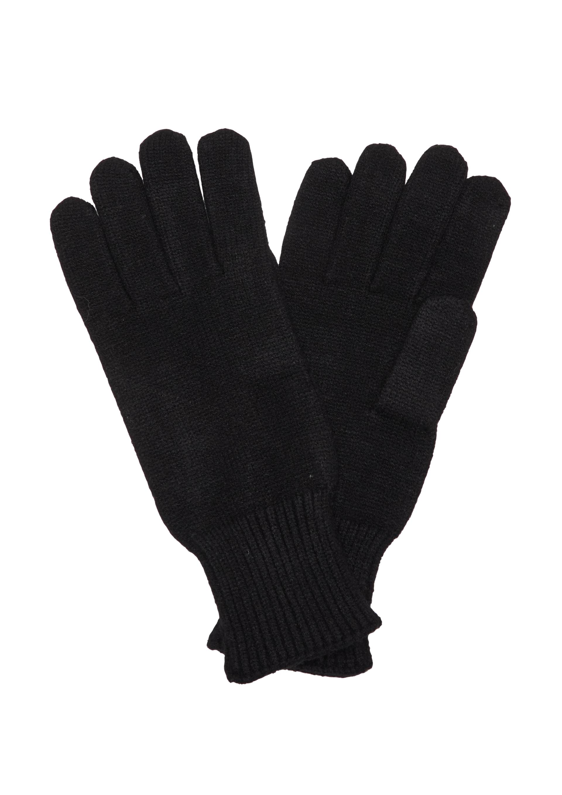 s.Oliver - Strick-Handschuhe mit Rippbünchen, Damen, schwarz von s.Oliver