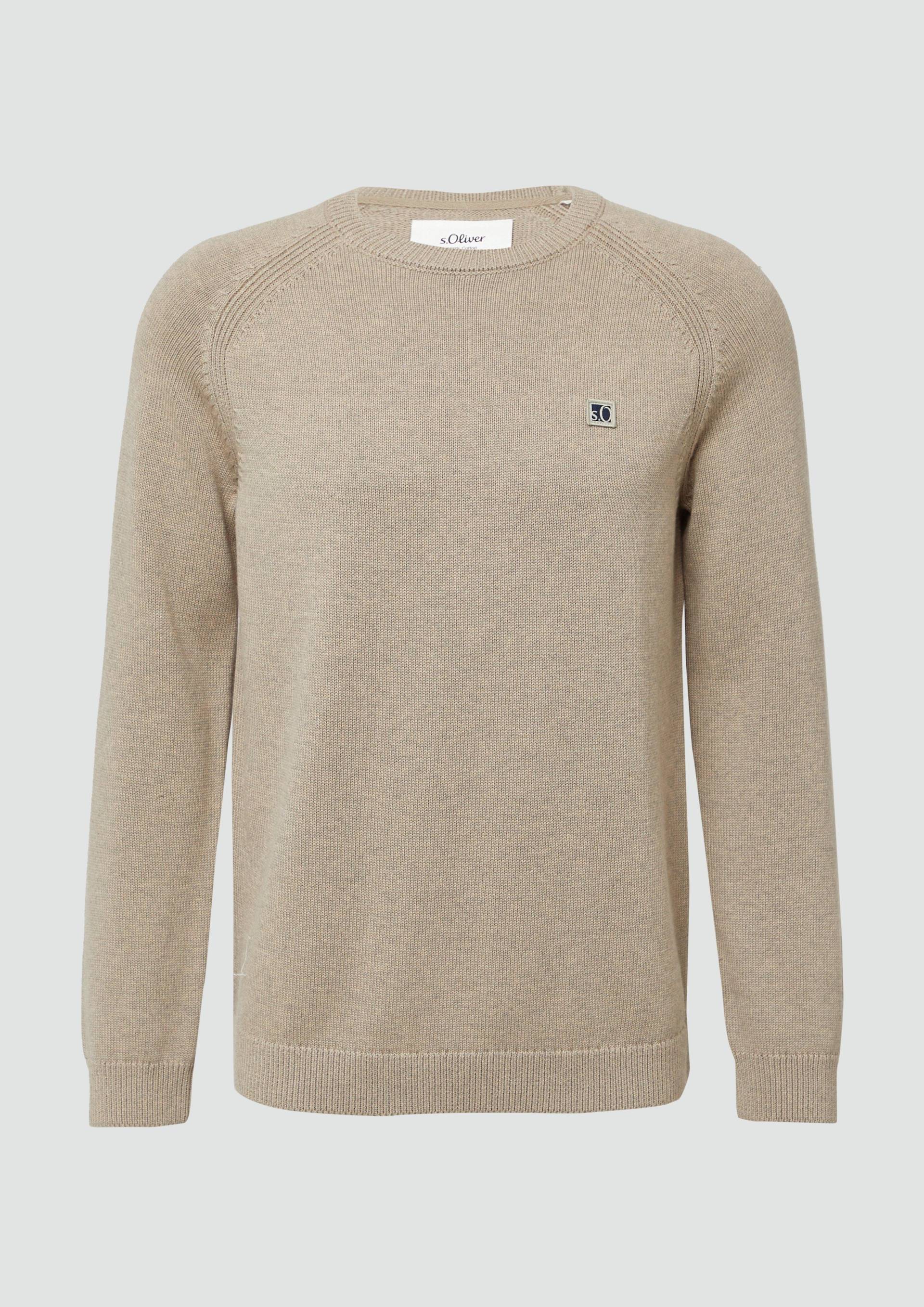 s.Oliver - Strickpullover aus Baumwolle mit Raglanärmeln, Herren, Beige von s.Oliver