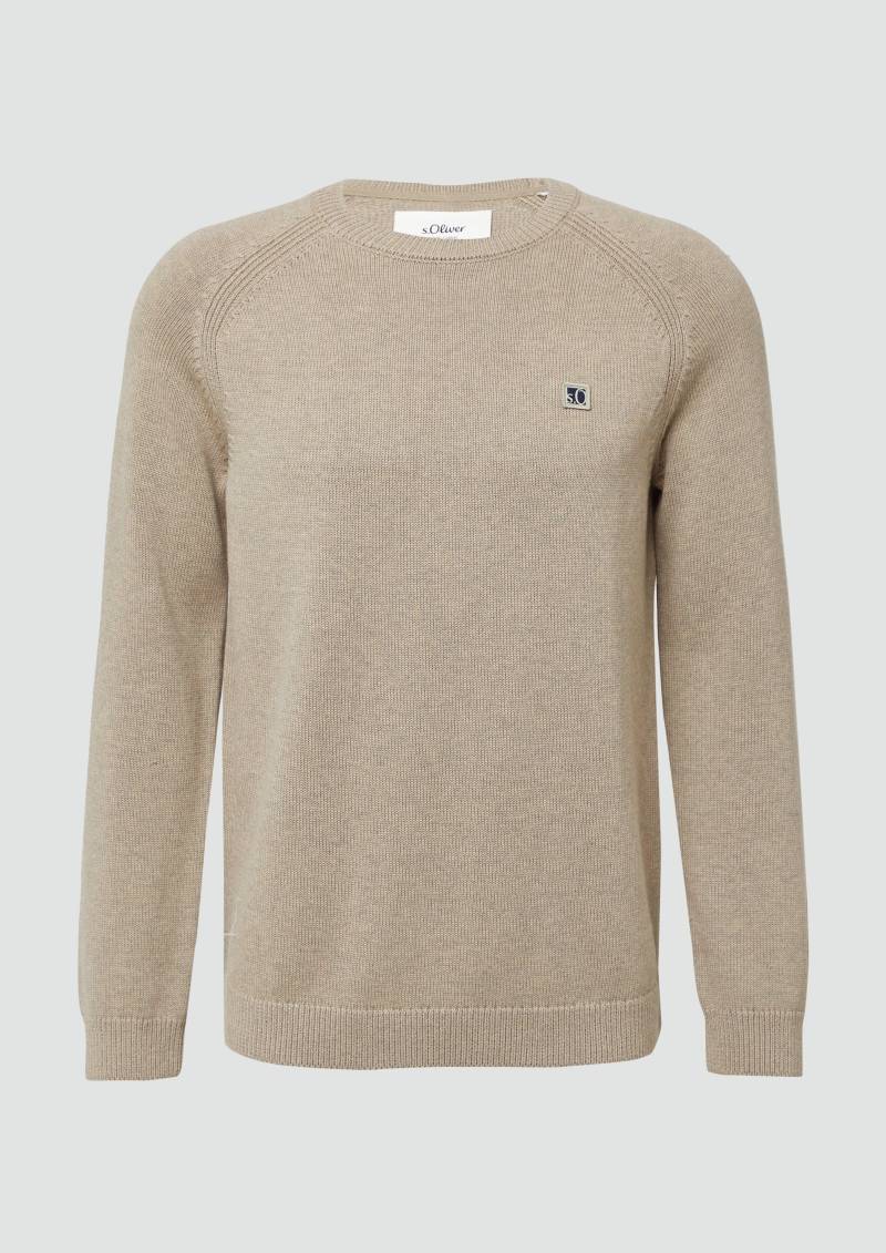 s.Oliver - Strickpullover aus Baumwolle mit Raglanärmeln, Herren, Beige von s.Oliver