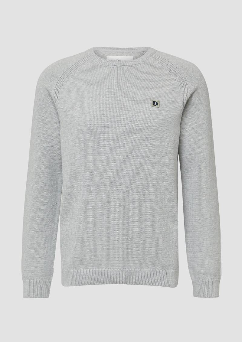 s.Oliver - Strickpullover aus Baumwolle mit Raglanärmeln, Herren, grau von s.Oliver