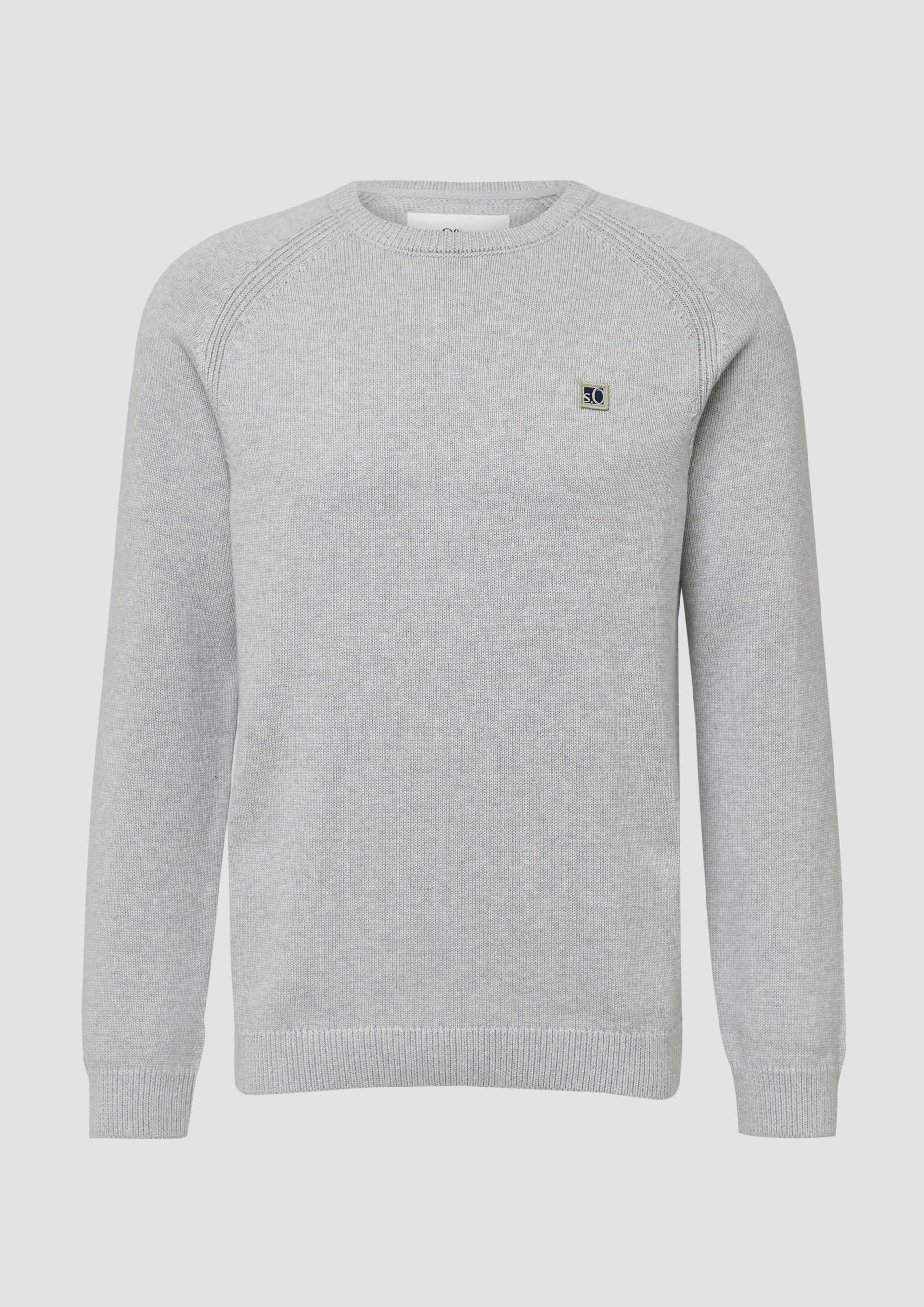 s.Oliver - Strickpullover aus Baumwolle mit Raglanärmeln, Herren, grau von s.Oliver