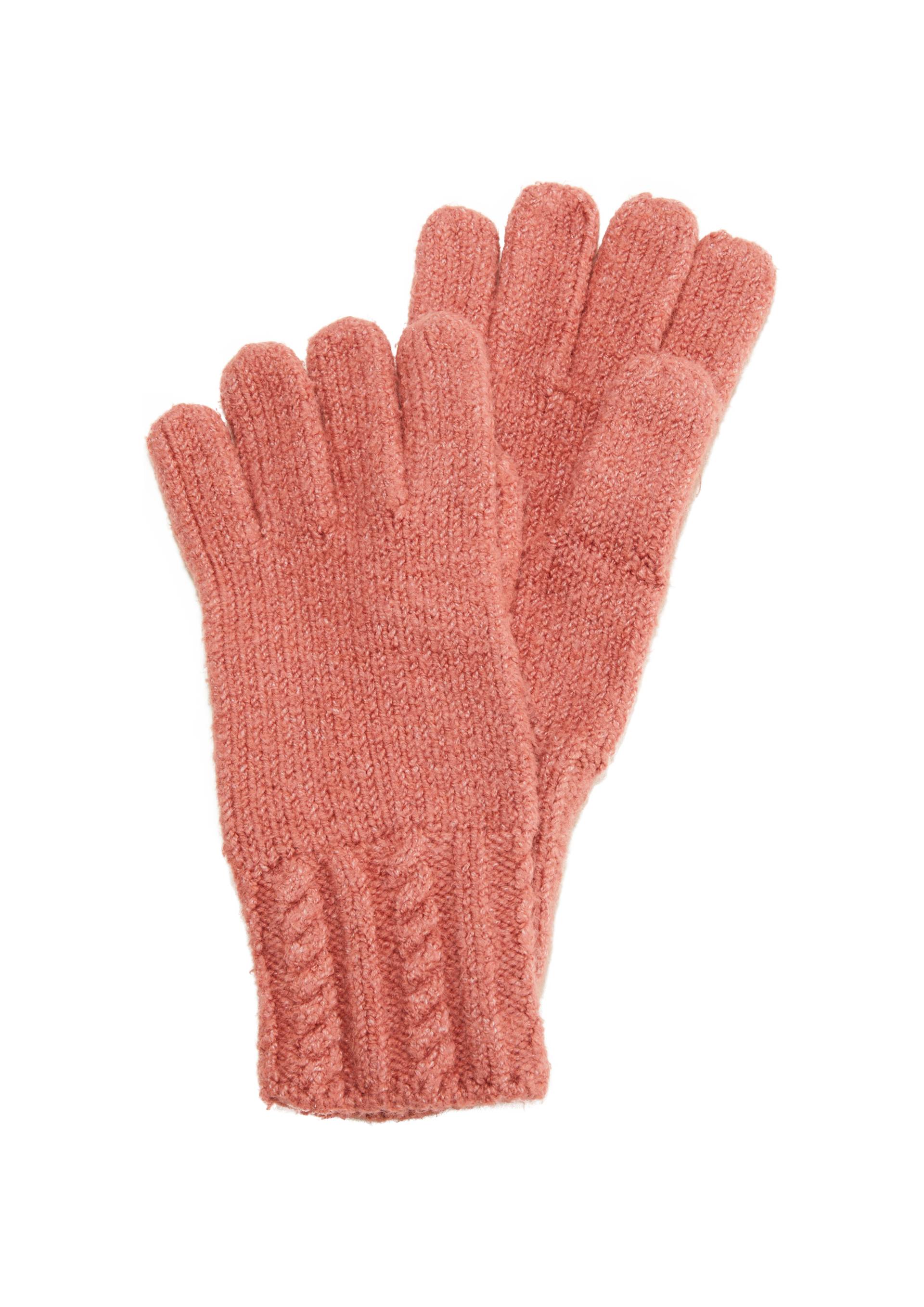 s.Oliver - Strickhandschuhe aus Baumwollmix, Damen, Rosa von s.Oliver