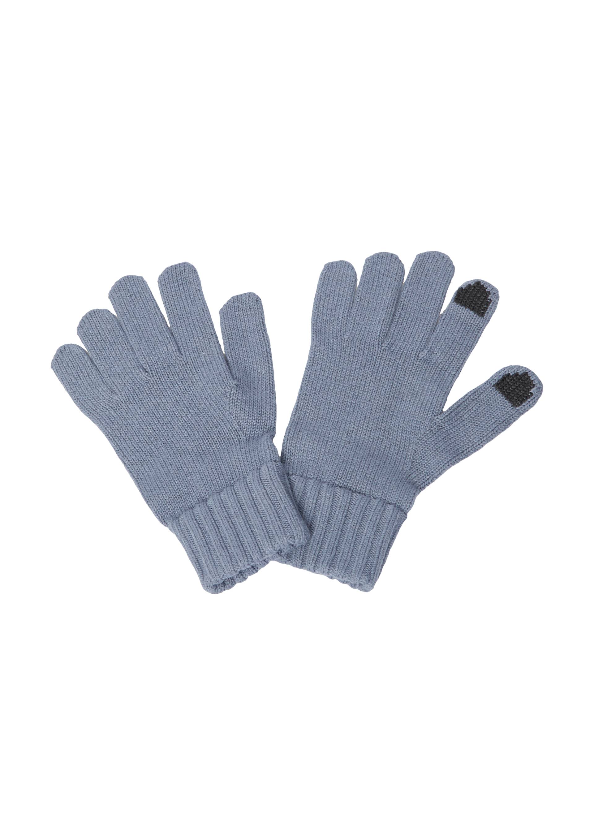 s.Oliver - Strickhandschuhe mit Smartphone-Funktion an Daumen und Zeigefinger, Herren, blau von s.Oliver