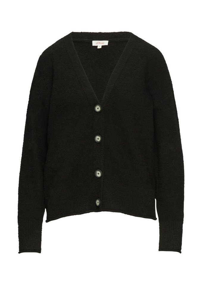 s.Oliver Strickjacke - Damen Strickjacke - Bouclé, Rundhalsausschnitt, flauschig von s.Oliver
