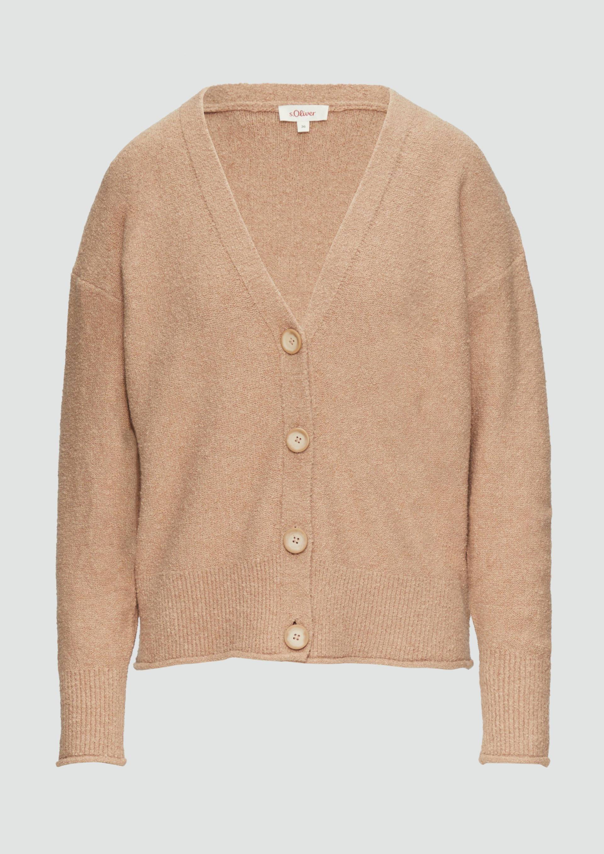 s.Oliver - Strickjacke aus Baumwoll-Bouclé, Damen, braun von s.Oliver