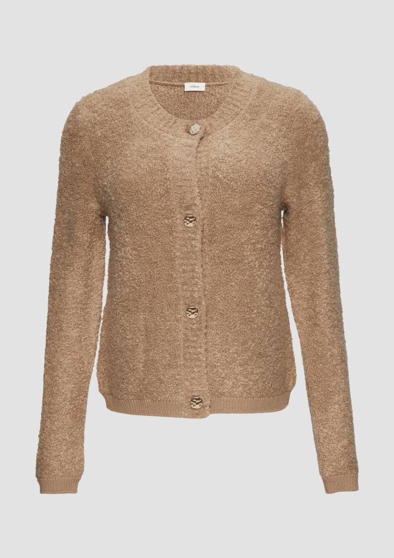 s.Oliver - Strickjacke aus Bouclé im Wollmix, Damen, braun von s.Oliver