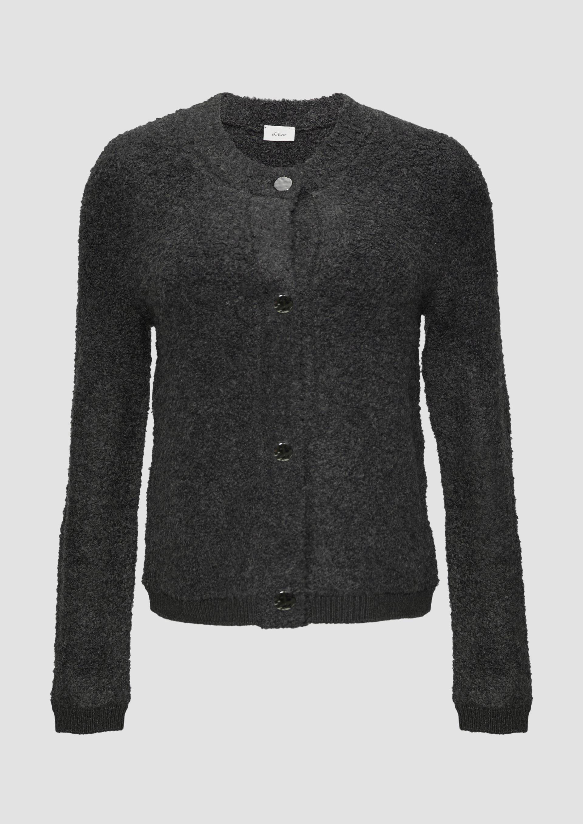 s.Oliver - Strickjacke aus Bouclé im Wollmix, Damen, grau von s.Oliver