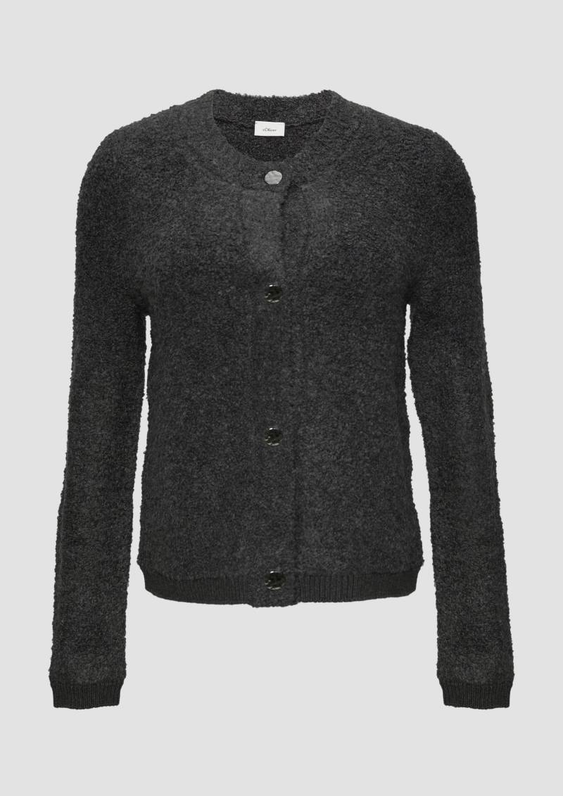 s.Oliver - Strickjacke aus Bouclé im Wollmix, Damen, grau von s.Oliver