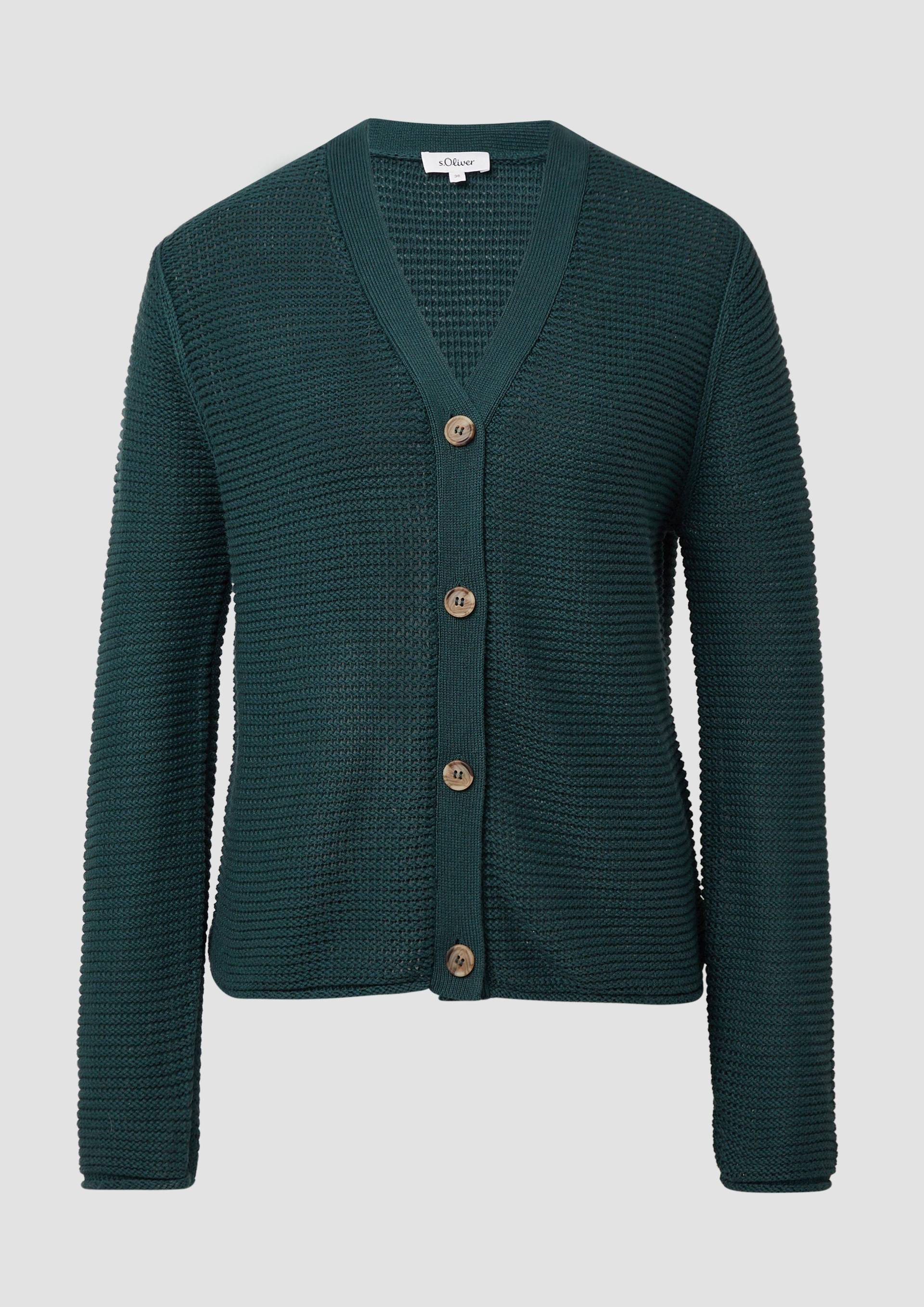 s.Oliver - Strickjacke in Ripp-Optik mit Knopfleiste, Damen, grün von s.Oliver