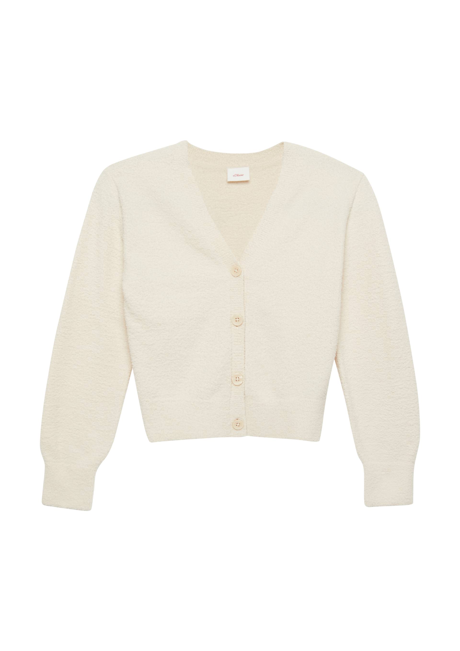 s.Oliver - Strickjacke mit Knopfleiste aus Bouclé, Mädchen, Beige von s.Oliver