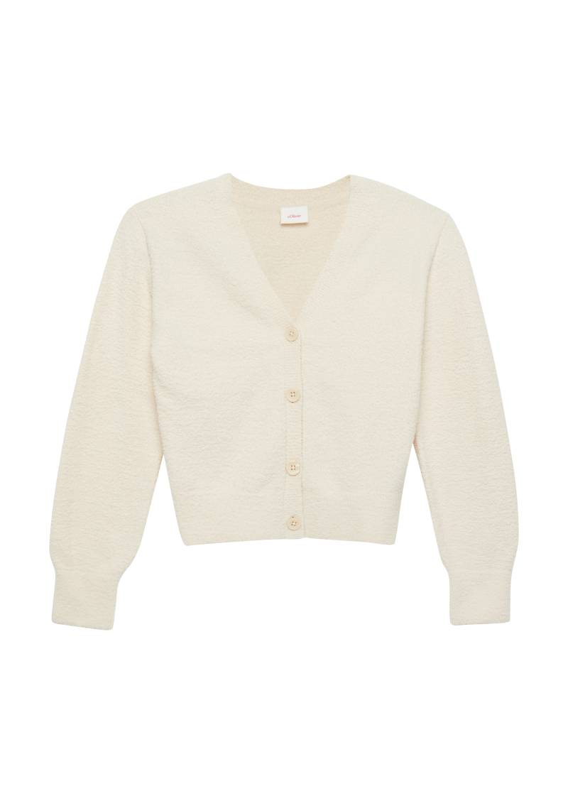 s.Oliver - Strickjacke mit Knopfleiste aus Bouclé, Mädchen, Beige von s.Oliver