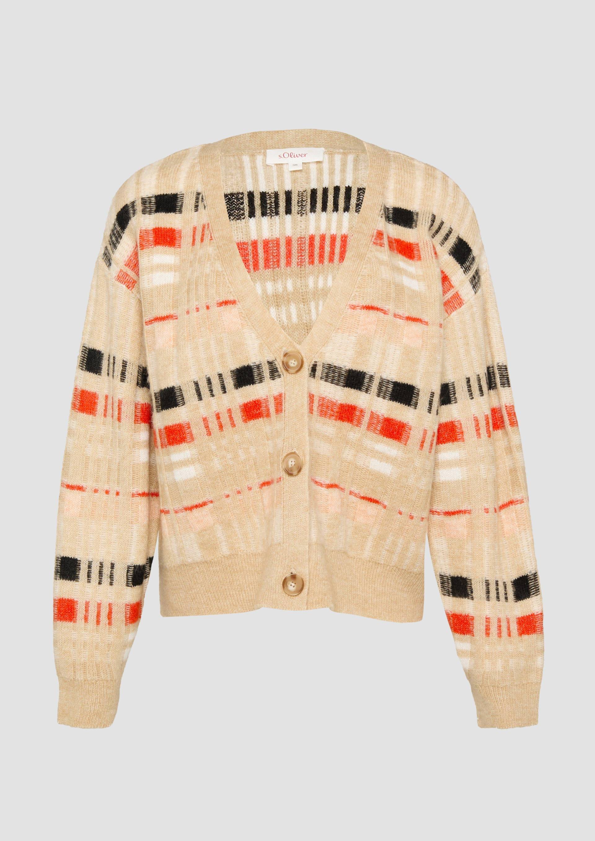 s.Oliver - Strickjacke mit Rippbündchen und Knopfleiste, Damen, beige|orange s.Oliver - Strickjacke mit Rippbündchen und Knopfleiste, Damen, beige|orange von s.Oliver