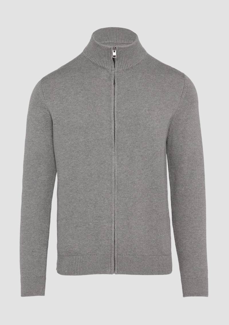 s.Oliver - Strickjacke mit Stehkragen und Logo-Detail, Herren, grau von s.Oliver