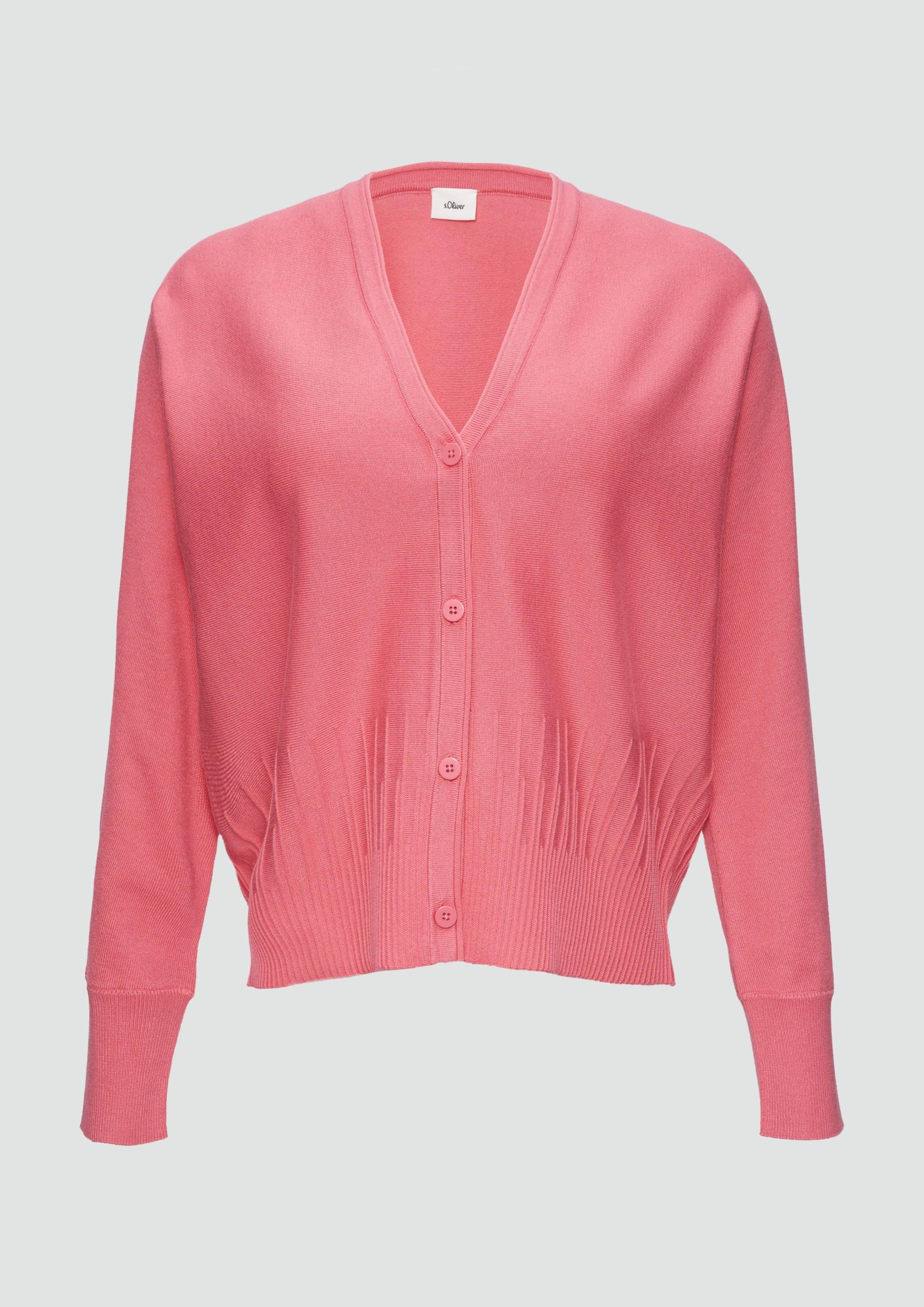 s.Oliver - Strickjacke mit Strukturmuster am Saum, Damen, Rosa von s.Oliver