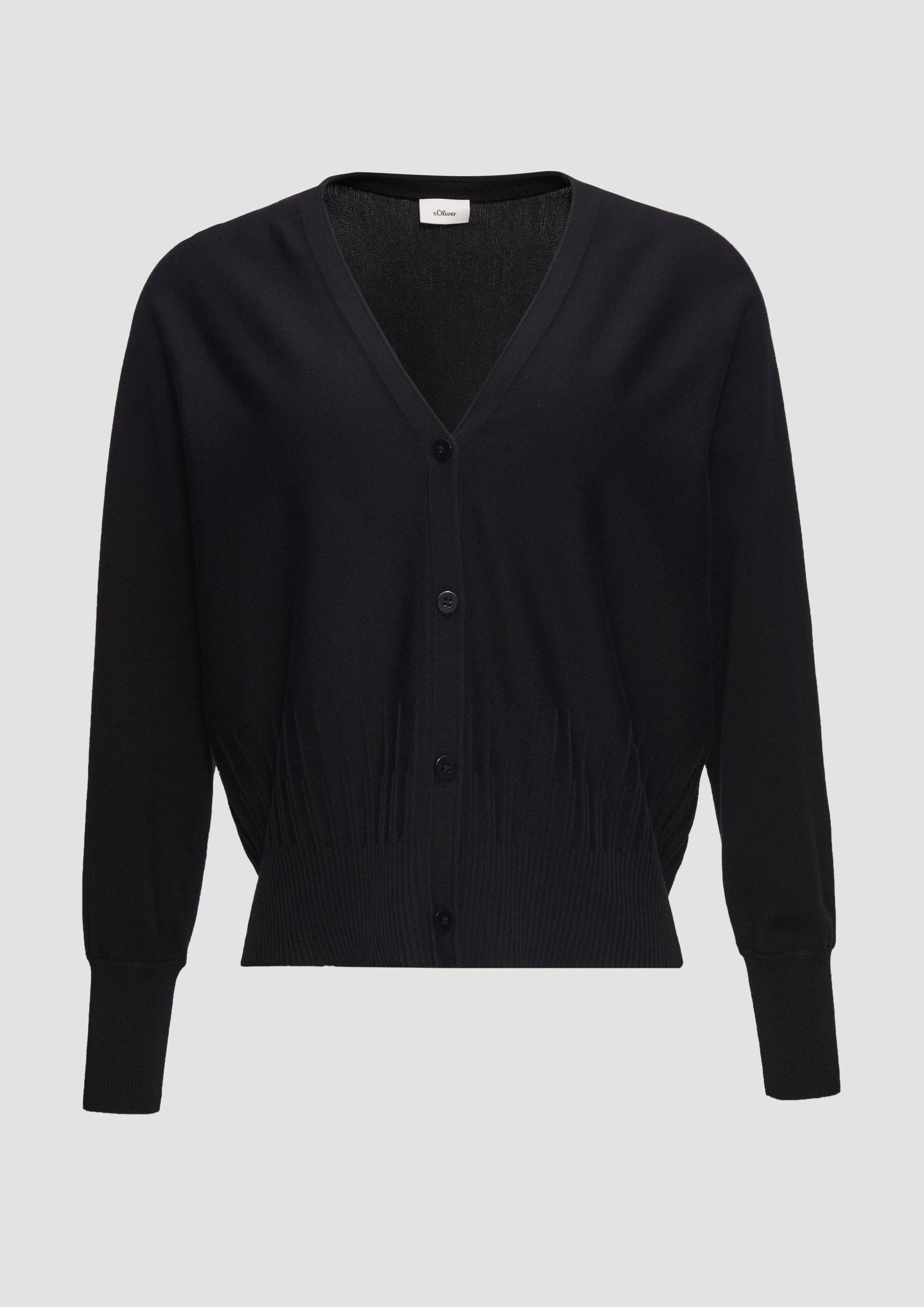 s.Oliver - Strickjacke mit Strukturmuster am Saum, Damen, schwarz von s.Oliver