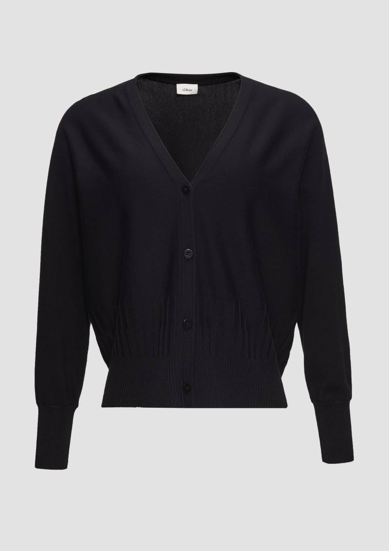 s.Oliver - Strickjacke mit Strukturmuster am Saum, Damen, schwarz von s.Oliver