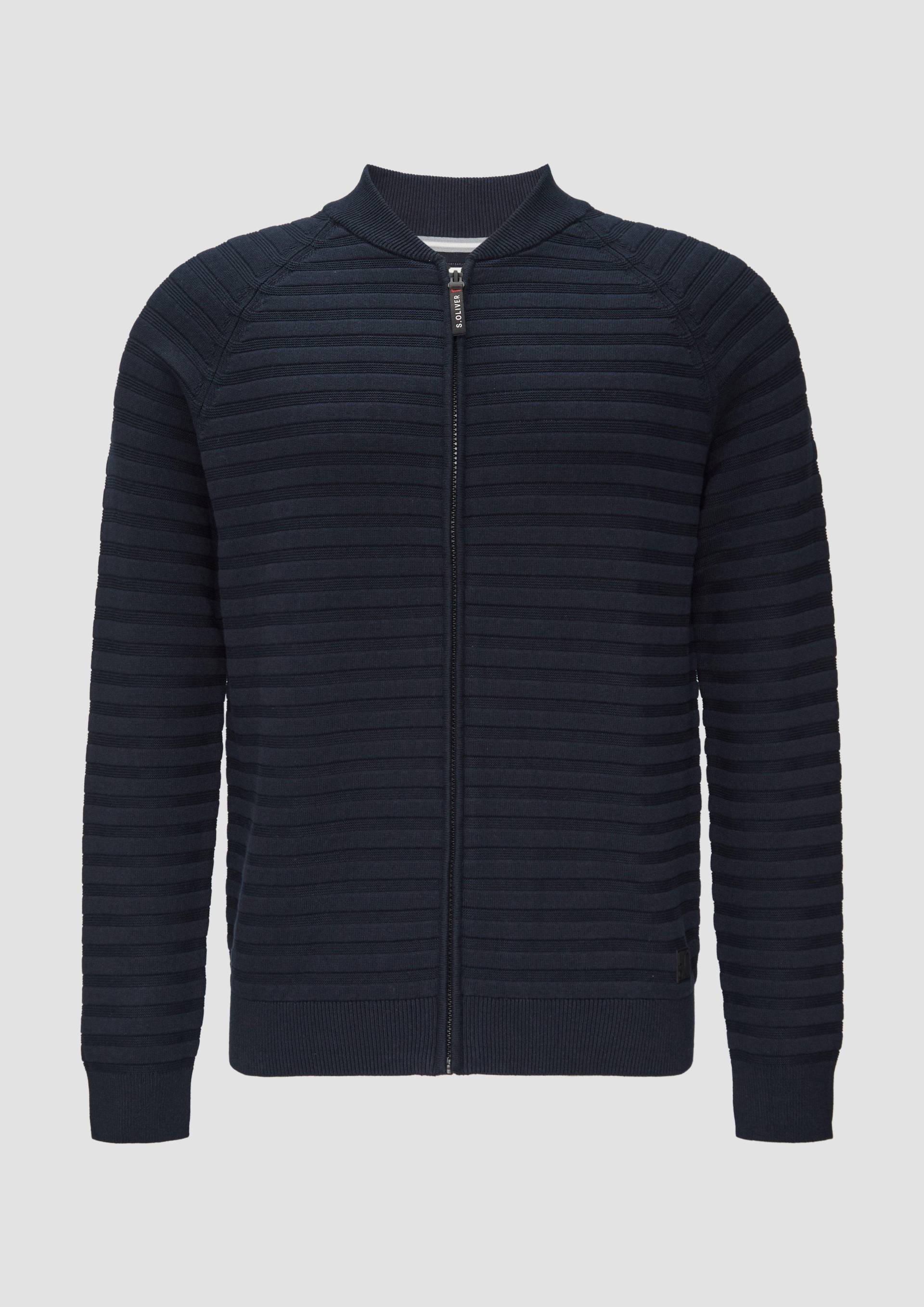 s.Oliver - Strickjacke mit Strukturstreifen, Herren, blau von s.Oliver