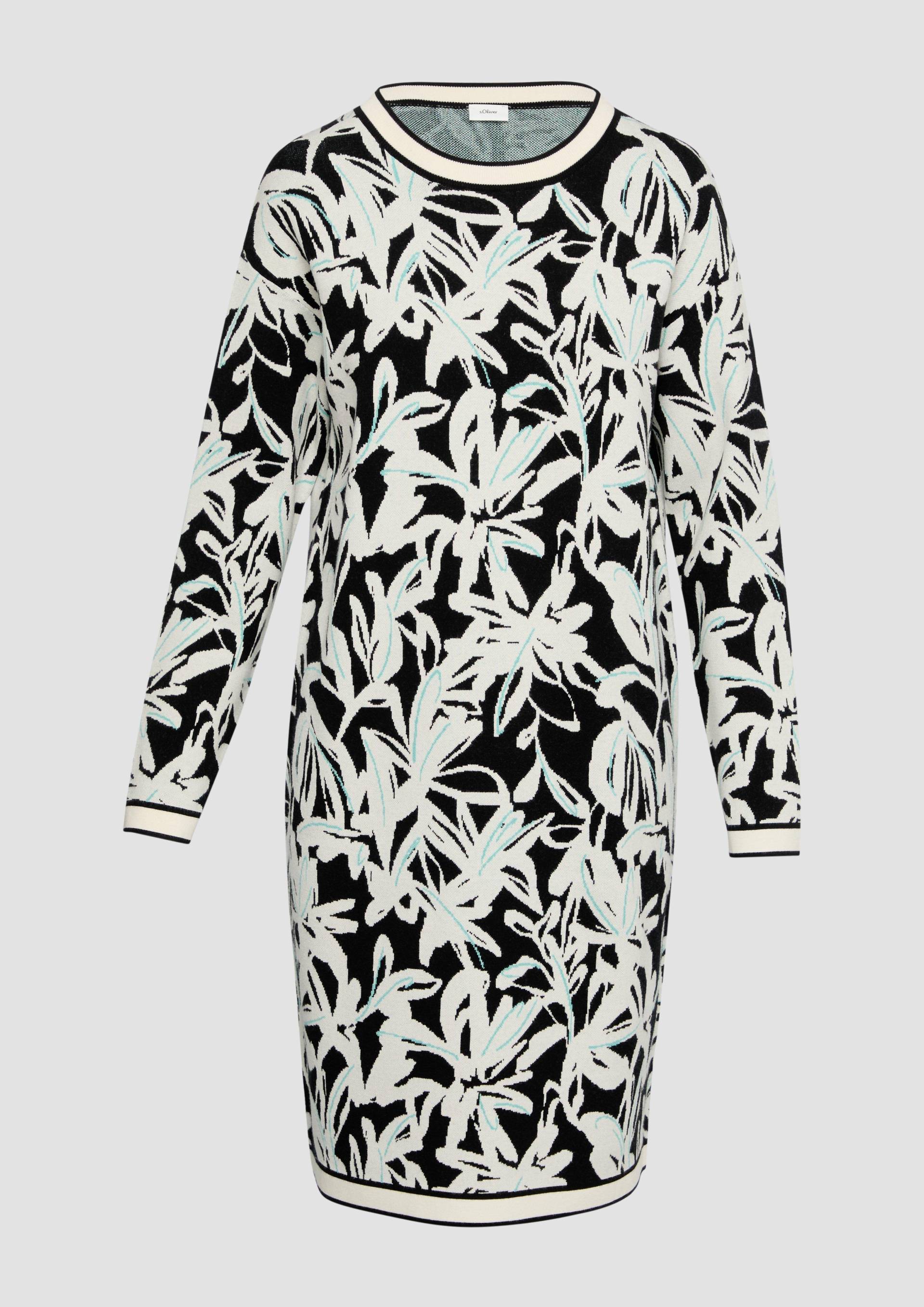 s.Oliver - Strickkleid mit Intarsienmuster, Damen, schwarz von s.Oliver