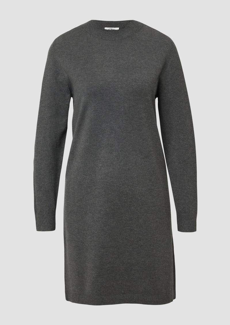 s.Oliver - Feinstrickkleid mit Ripp-Detail am Arm, Damen, grau von s.Oliver