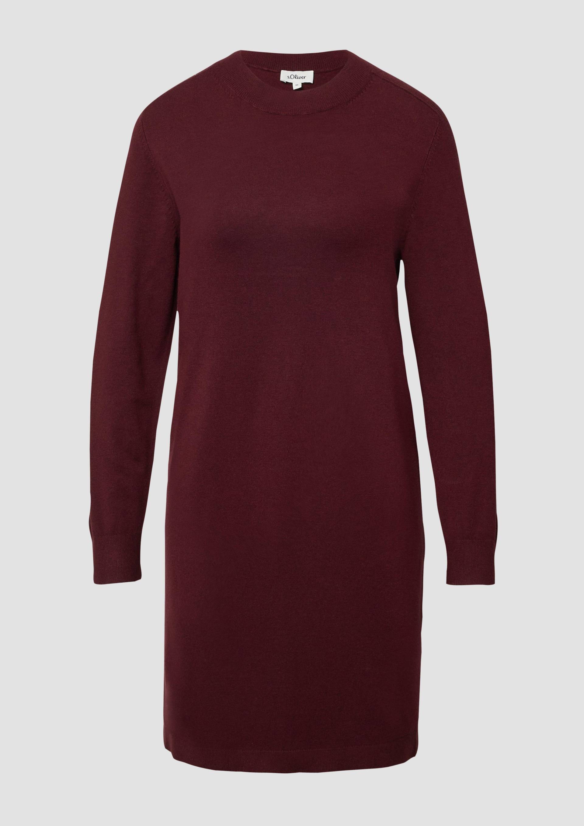 s.Oliver - Feinstrickkleid mit Ripp-Detail am Arm, Damen, rot von s.Oliver