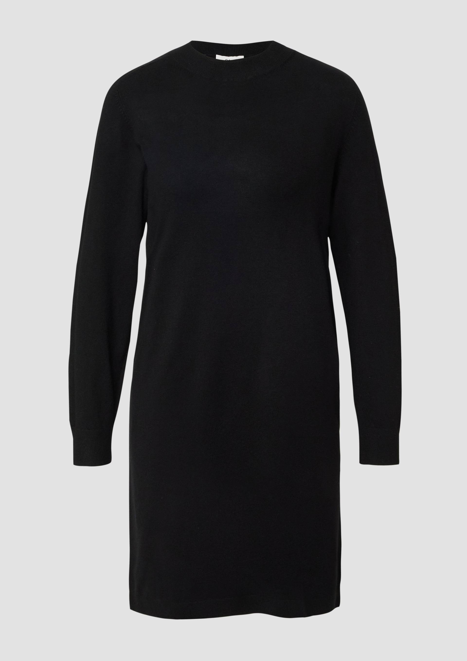 s.Oliver - Feinstrickkleid mit Ripp-Detail am Arm, Damen, schwarz von s.Oliver