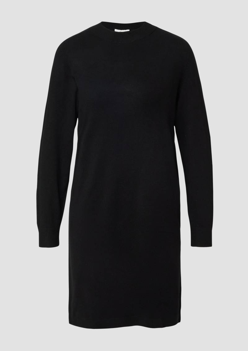 s.Oliver - Feinstrickkleid mit Ripp-Detail am Arm, Damen, schwarz von s.Oliver
