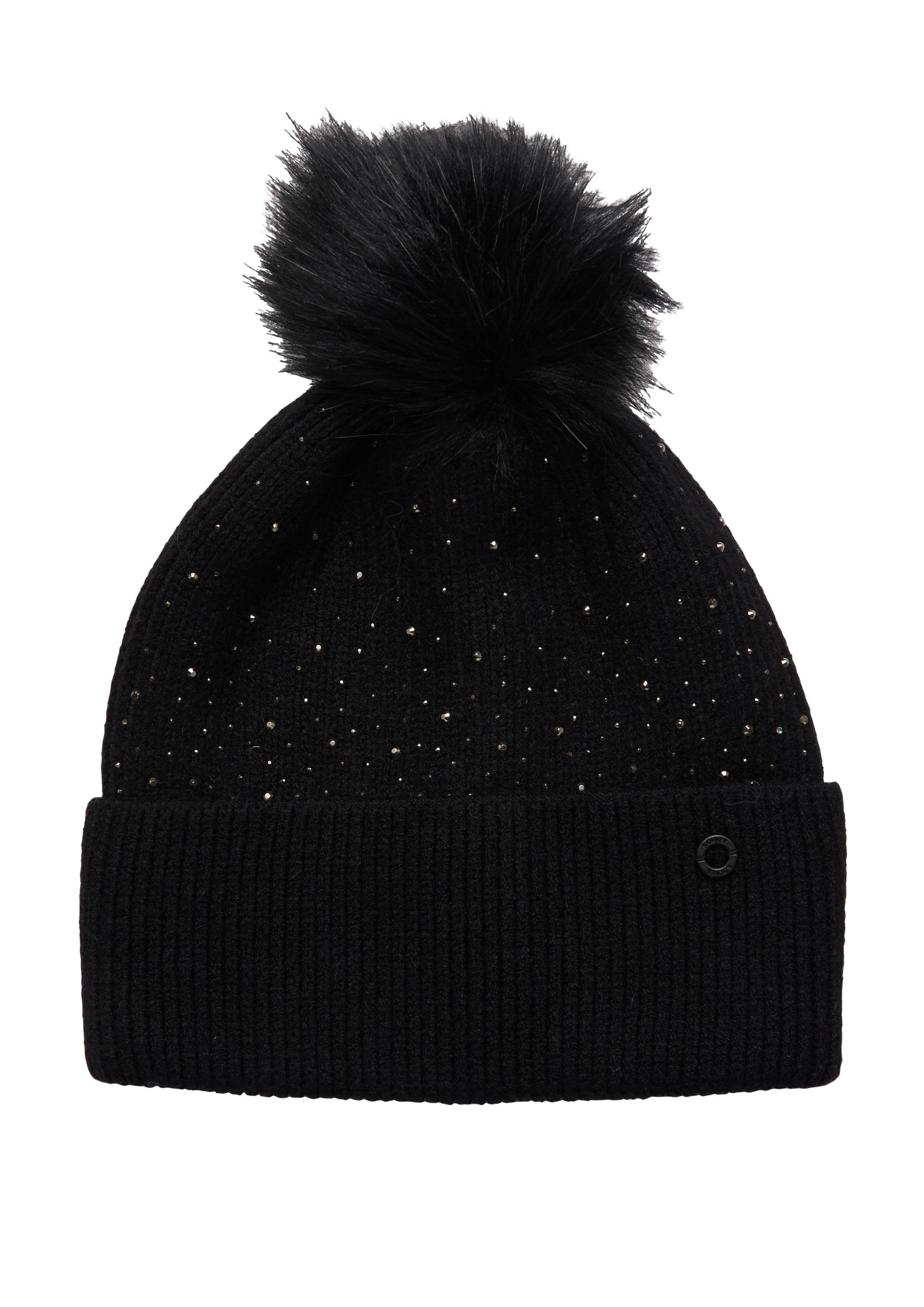 s.Oliver - Strickmütze mit Schmucksteinen, Damen, schwarz von s.Oliver