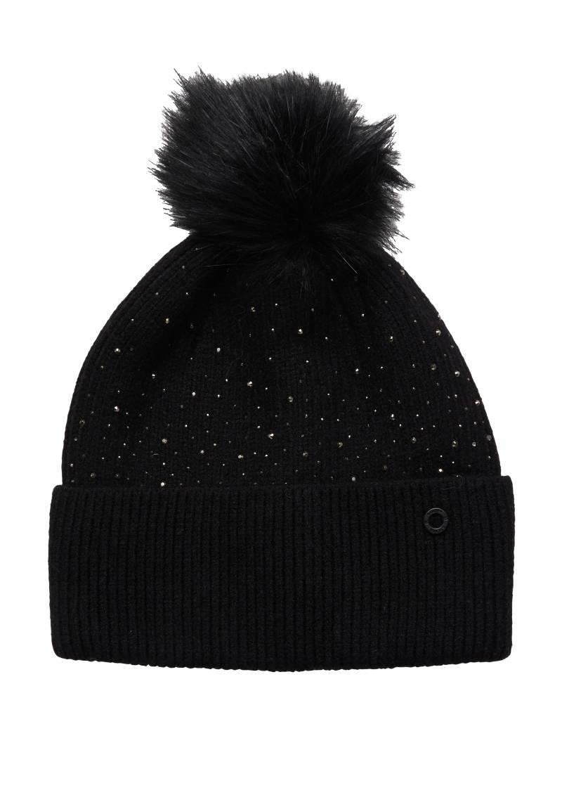 s.Oliver - Strickmütze mit Schmucksteinen, Damen, schwarz von s.Oliver