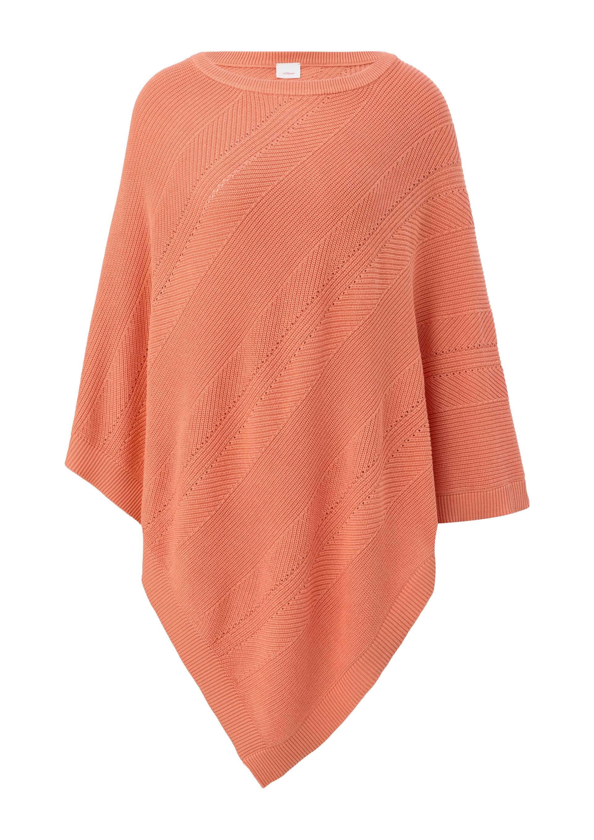 s.Oliver - Strickponcho aus Viskosemix, Damen, Orange von s.Oliver