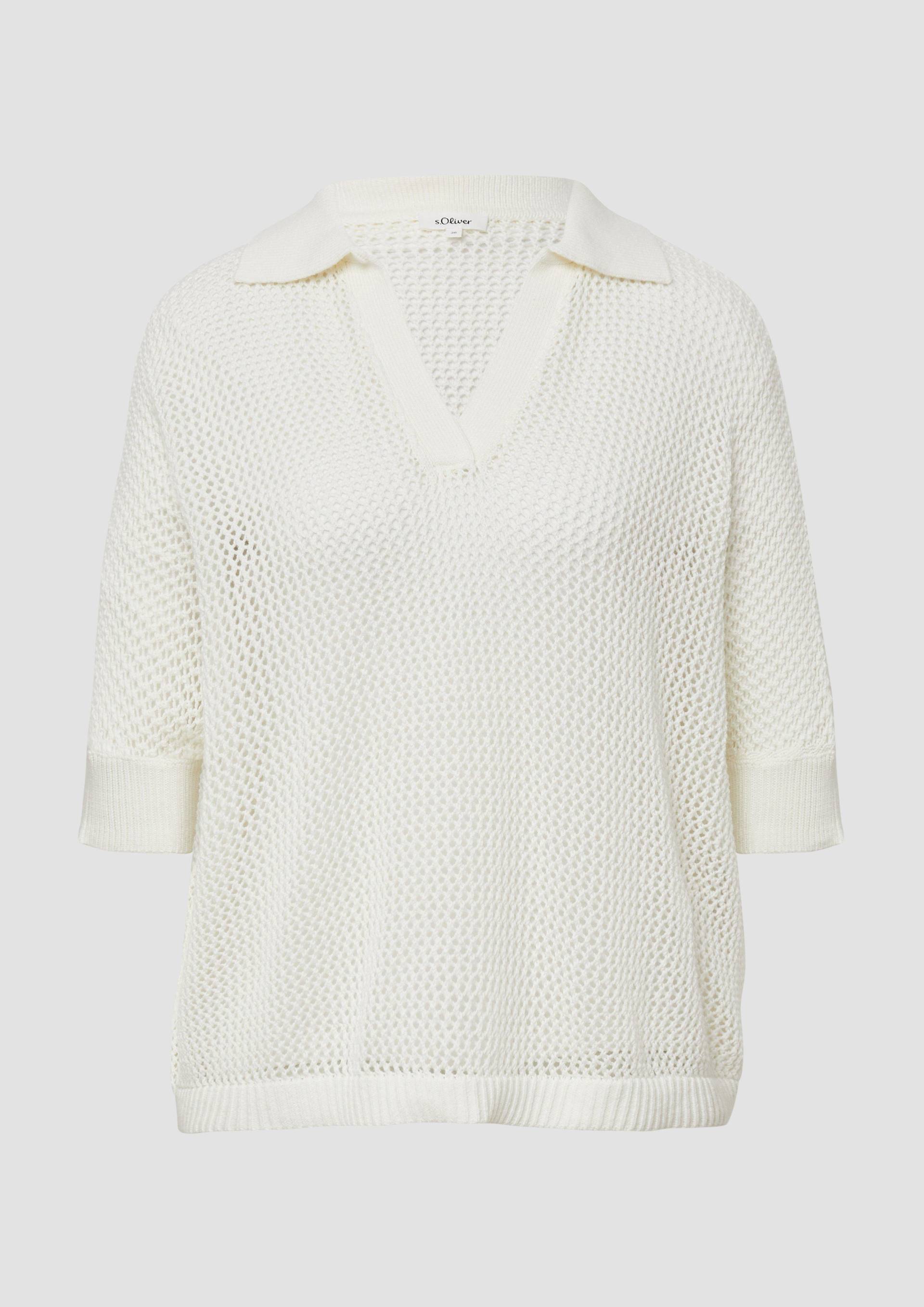 s.Oliver - Oversized Ajour-Polo, Damen, creme von s.Oliver