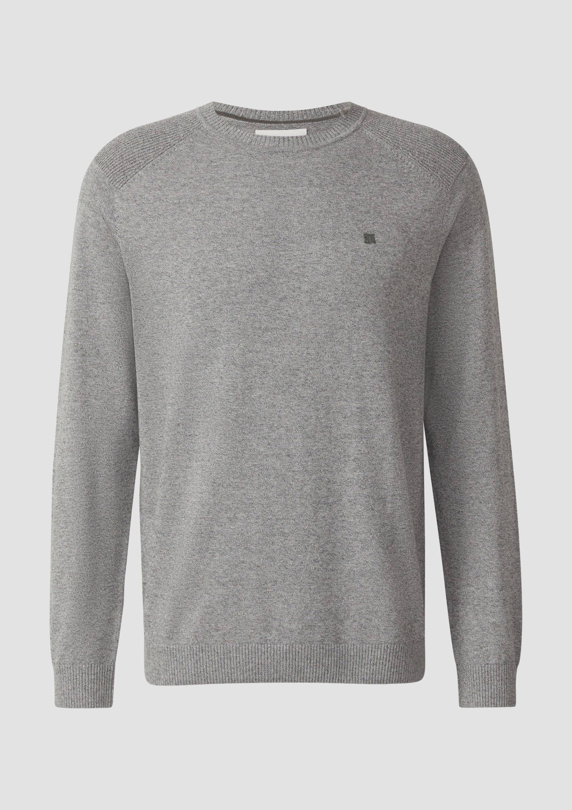 s.Oliver - Pullover aus Moulinéstrick mit Crew Neck und Raglanärmeln, Herren, grau von s.Oliver