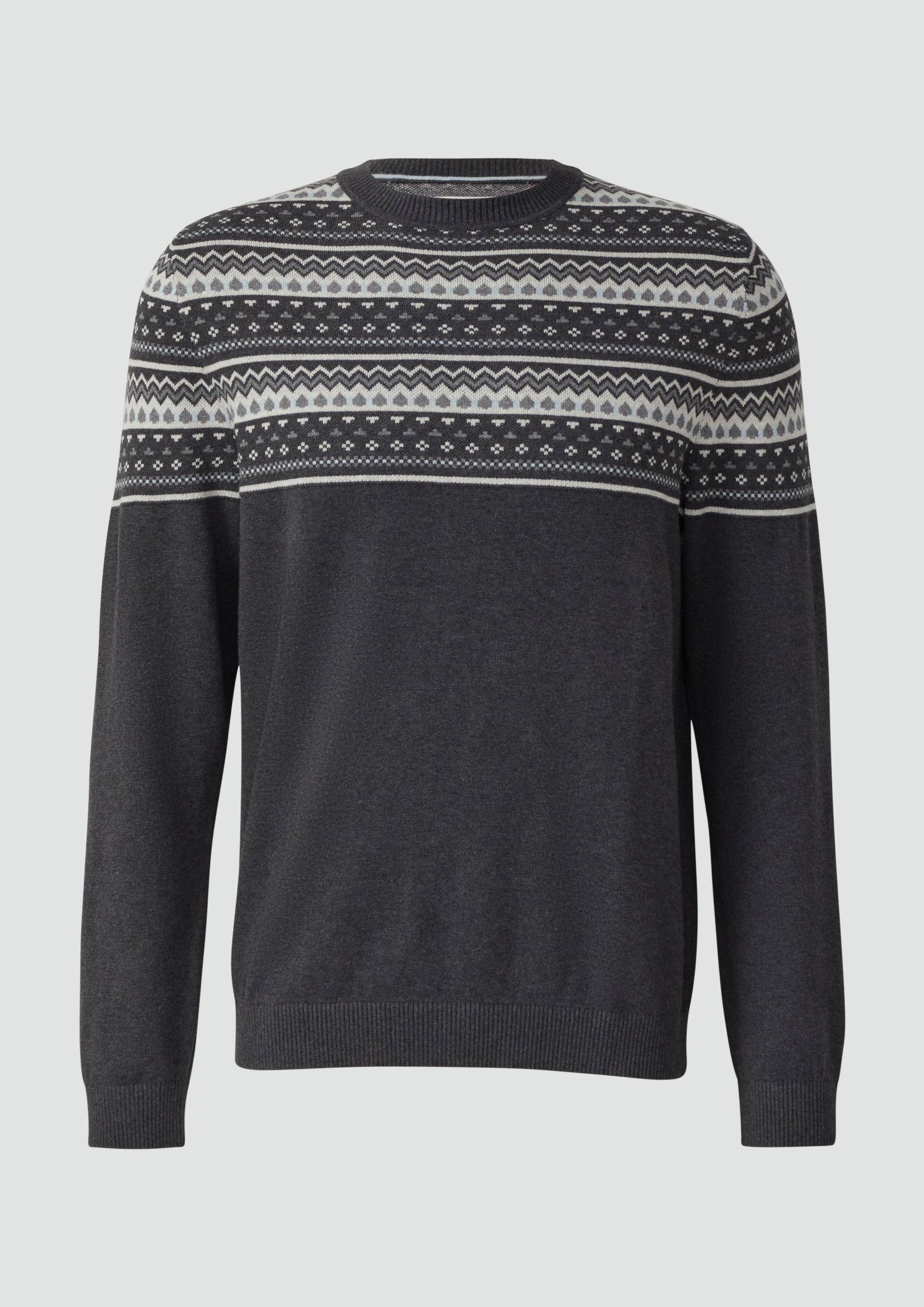 s.Oliver - Baumwollpullover mit Norwegermuster, Herren, grau von s.Oliver