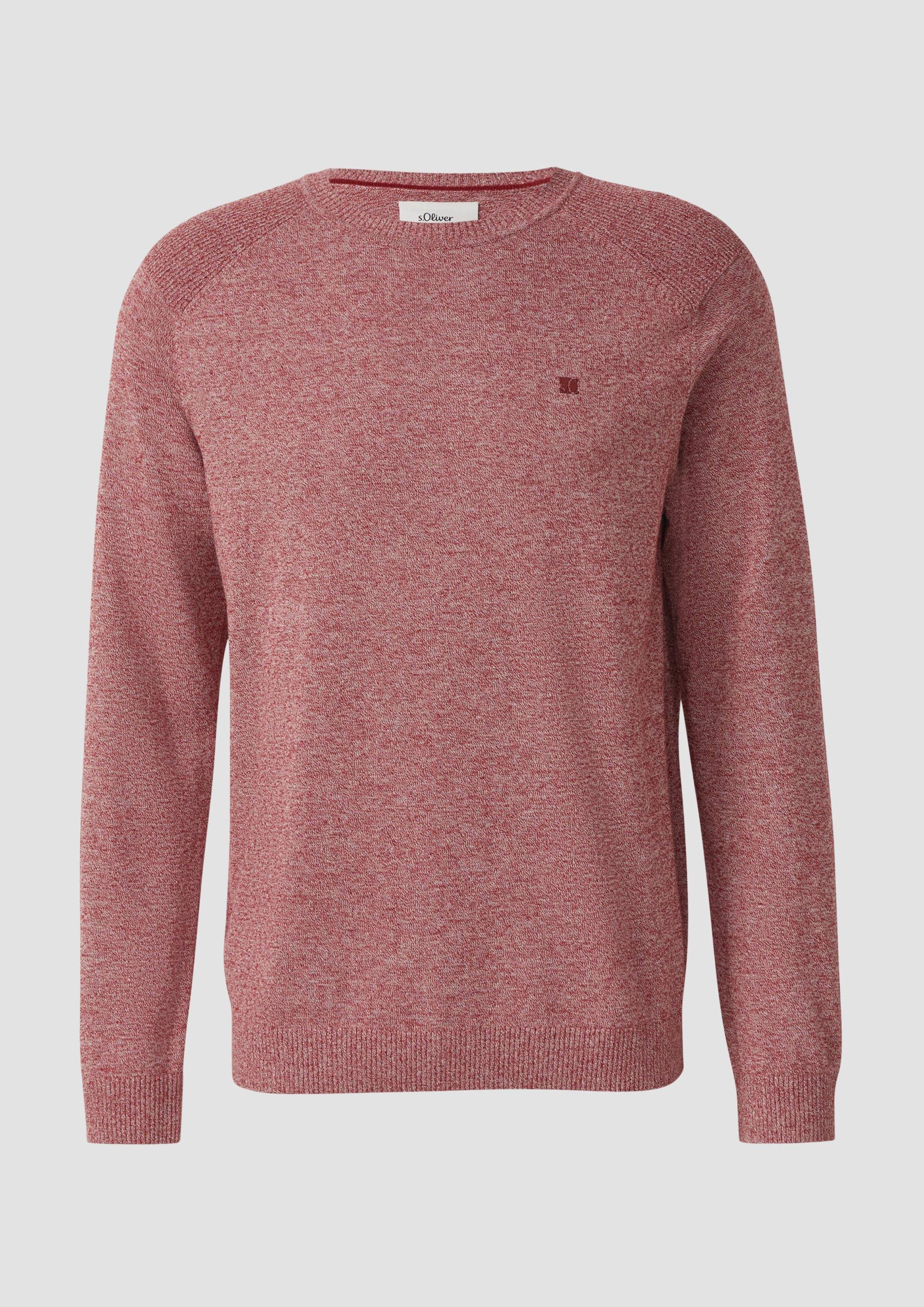 s.Oliver - Pullover aus Moulinéstrick mit Crew Neck und Raglanärmeln, Herren, rot von s.Oliver