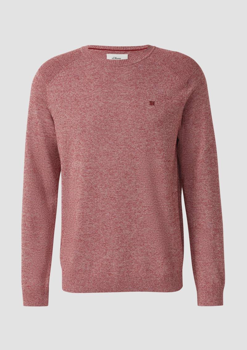 s.Oliver - Pullover aus Moulinéstrick mit Crew Neck und Raglanärmeln, Herren, rot von s.Oliver