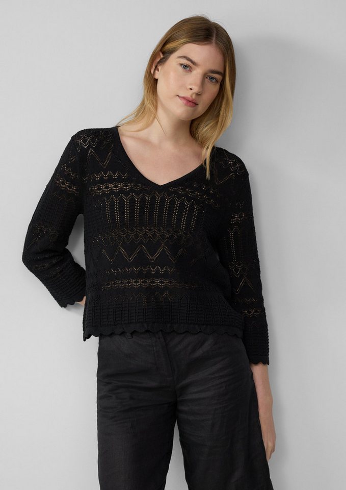 s.Oliver Strickpullover Ajour-Strickpullover mit 3/4-Ärmeln von s.Oliver
