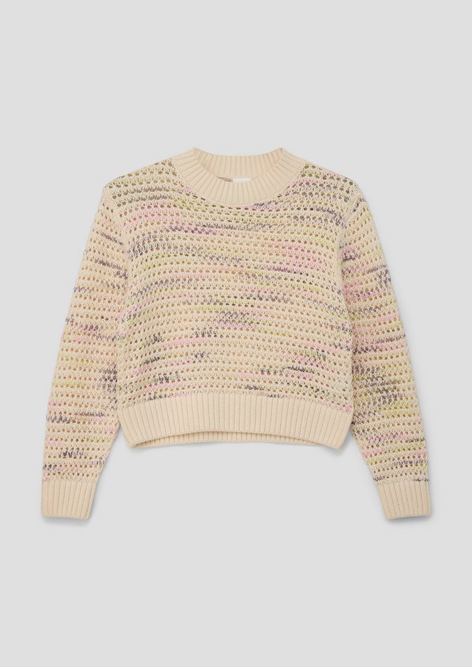 s.Oliver Strickpullover Boxy-Lochstrickpullover aus Baumwolle mit Rippbündchen Rippbündchen von s.Oliver