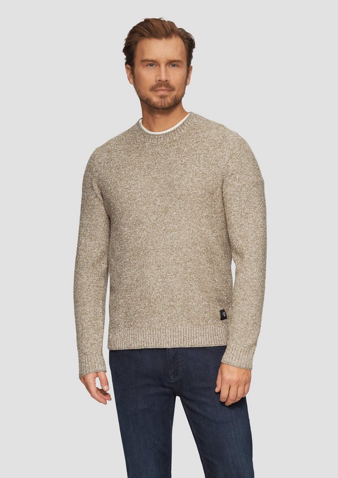 s.Oliver Strickpullover Grobstrickpullover in Melange-Optik Logo von s.Oliver
