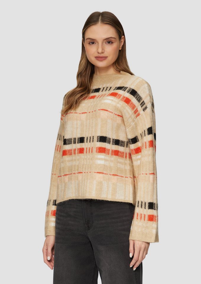 s.Oliver Strickpullover Karierter Strickpullover mit weitem Ärmel Glitzergarn von s.Oliver