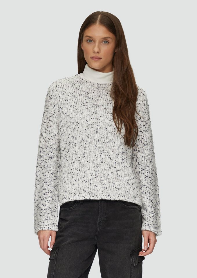 s.Oliver Strickpullover Melierter Strickpullover mit weiten Ärmeln Seitenschlitz von s.Oliver