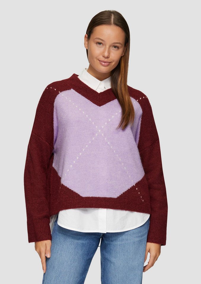 s.Oliver Strickpullover Oversized Wollmix-Strickpullover mit Argyle-Muster von s.Oliver