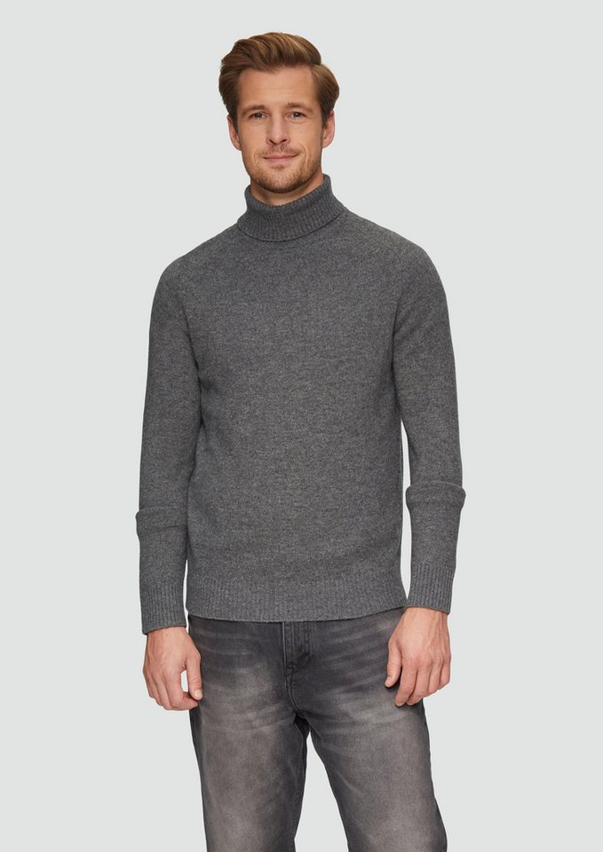 s.Oliver Strickpullover Rollkragenpullover aus reiner Wolle Rippblende von s.Oliver