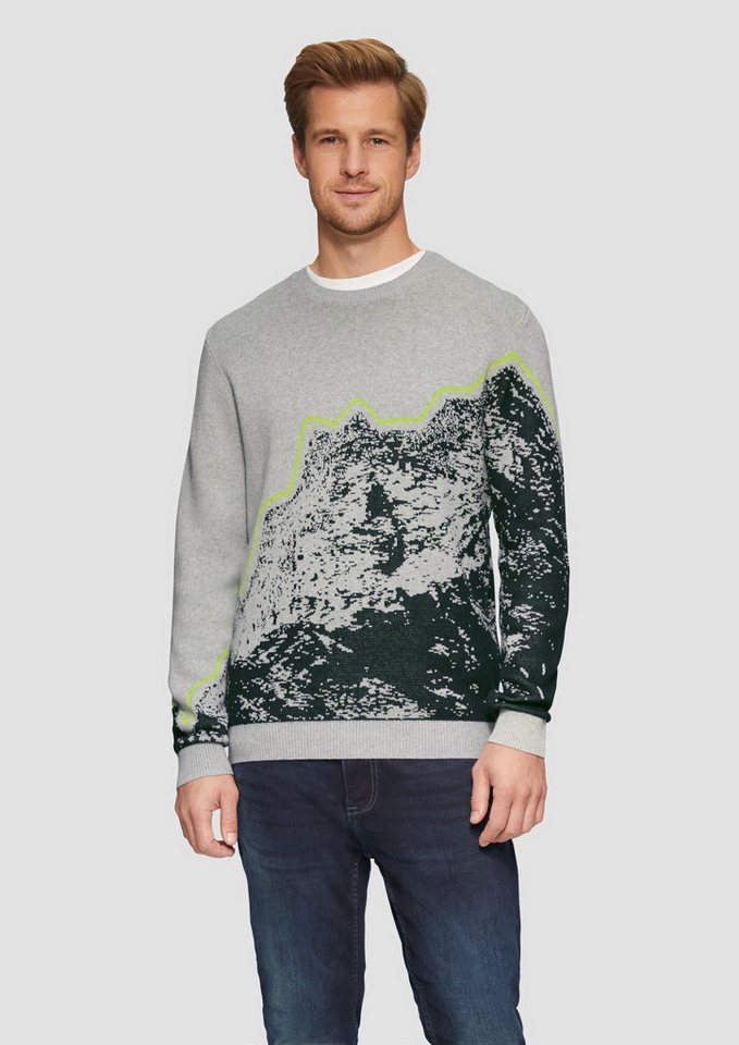 s.Oliver Strickpullover Strickpullover mit Jacquard-Artwork Rippblende von s.Oliver