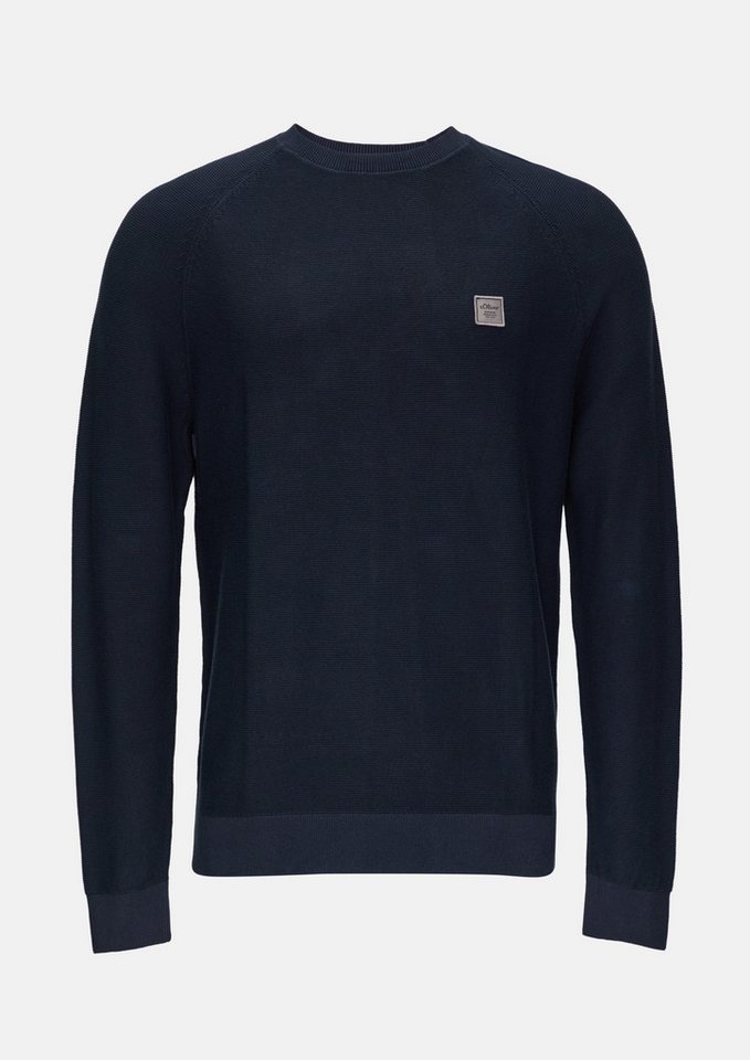 s.Oliver Strickpullover Strickpullover mit Struktur und Label-Patch Garment Dye von s.Oliver
