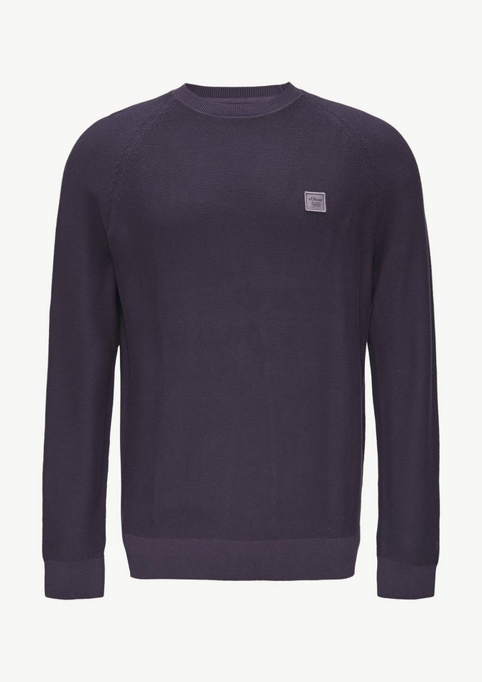 s.Oliver Strickpullover Strickpullover mit Struktur und Label-Patch Garment Dye von s.Oliver
