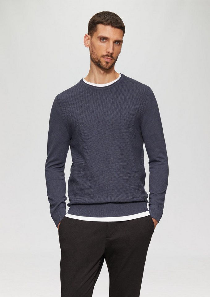 s.Oliver Strickpullover Strickpullover mit Strukturmix und Logo-Patch Rippblende von s.Oliver