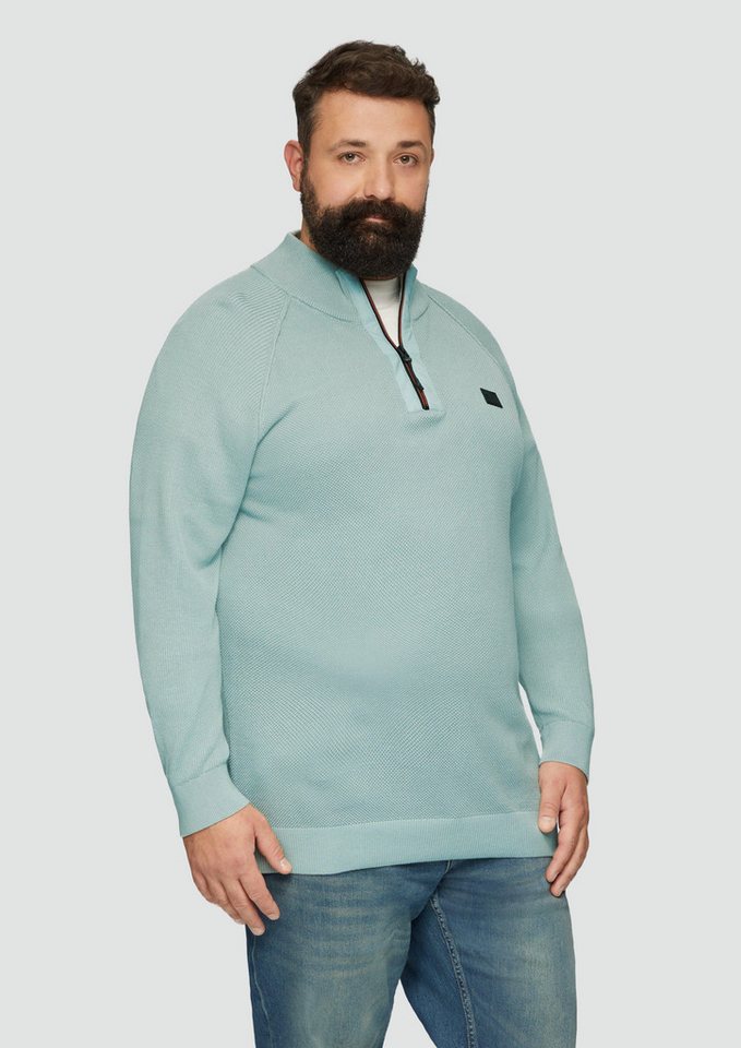 s.Oliver Strickpullover Strickpullover mit Troyer-Kragen und Strukturmix von s.Oliver
